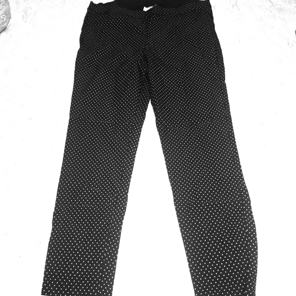 Pull on polka dot patterned pants